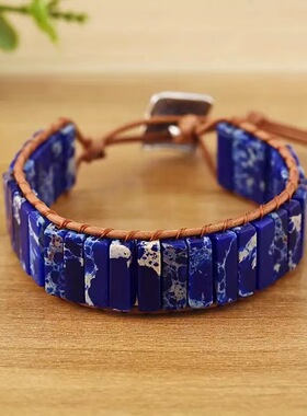 亚马逊爆款跨境饰品 帝皇石手链 手工编织皮欧美波西米亚创意手饰