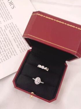 微镶椭圆鸽子蛋仿真结婚戒