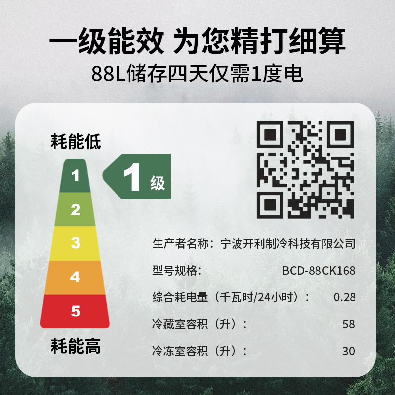 冰熊冰箱家用小型一级节能宿舍出租房迷你双门大容量冷藏冻小冰箱 - 图0