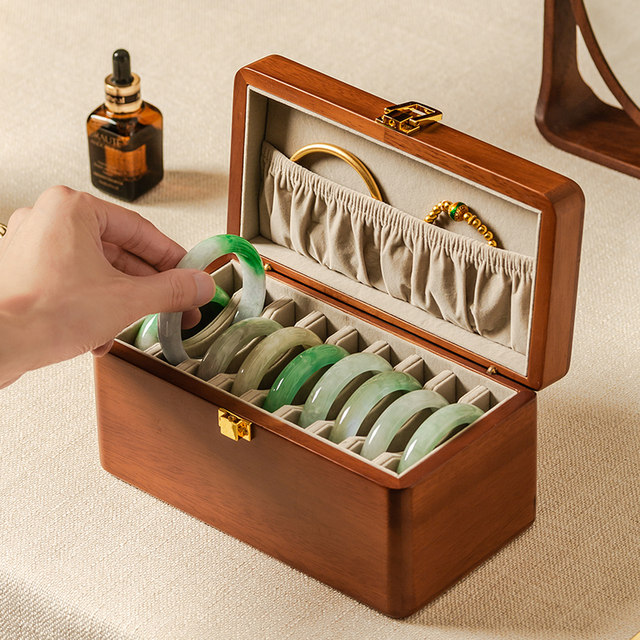 Moriwusha Solid Wood Jewelry Box Retro High-end Exquisite Portable Necklace Bracelet Jewelry Gold Jewelry Box Wedding