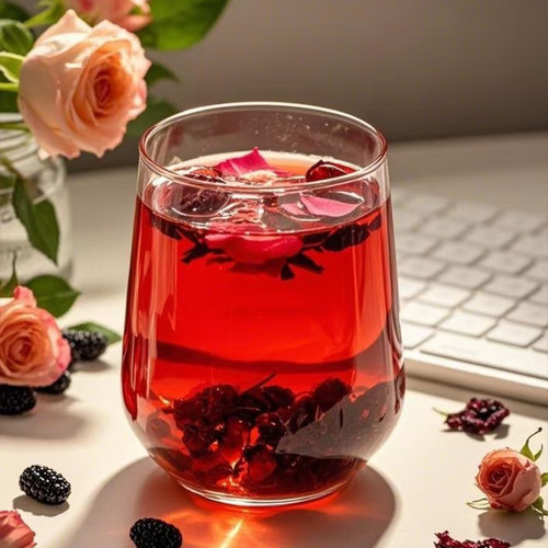 一朵一杯云南墨红玫瑰花茶冲泡水喝精美罐装独朵大玫瑰花花香甘甜 - 图1