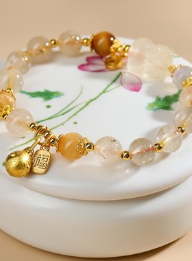 黄水晶原创貔貅吞金兽手链