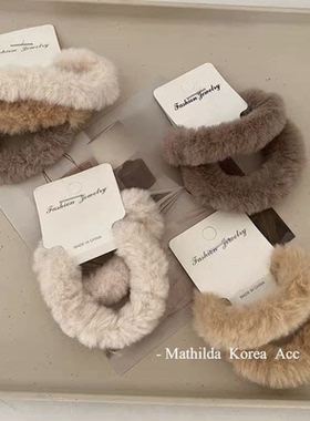 少女真兔毛发圈发绳丸子头大肠发圈头饰简约橡皮筋女扎头高弹力