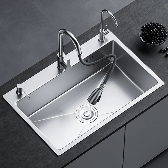Kitchen stainless steel sink large single tank thickened dish basin kitchen household sink sink under counter basin above counter basin