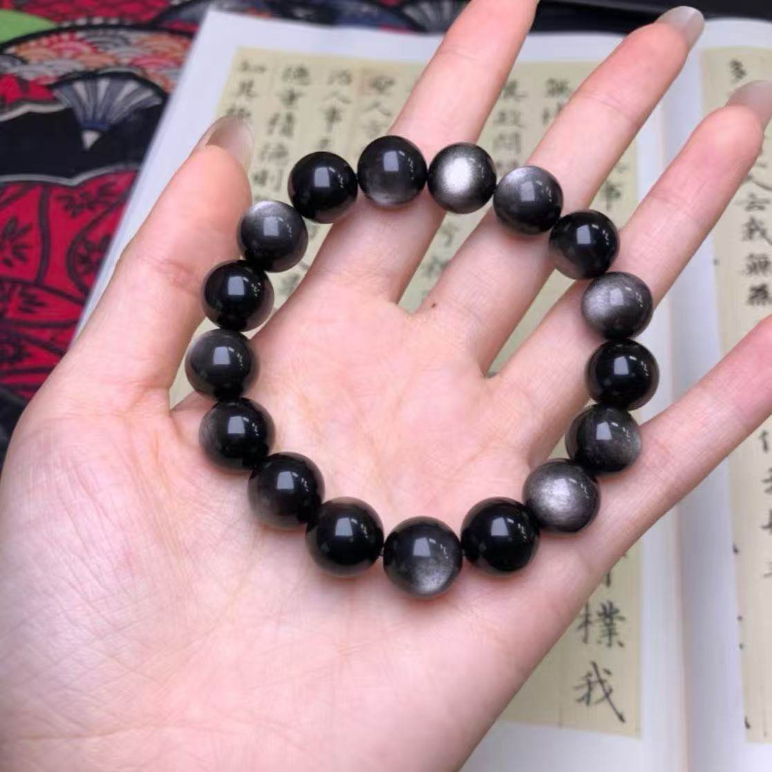 天然银曜石手链手串单圈猫眼银耀石手捻男双眼金曜石手串招财情侣,淘宝优惠券,粉丝福利购,淘宝优惠卷