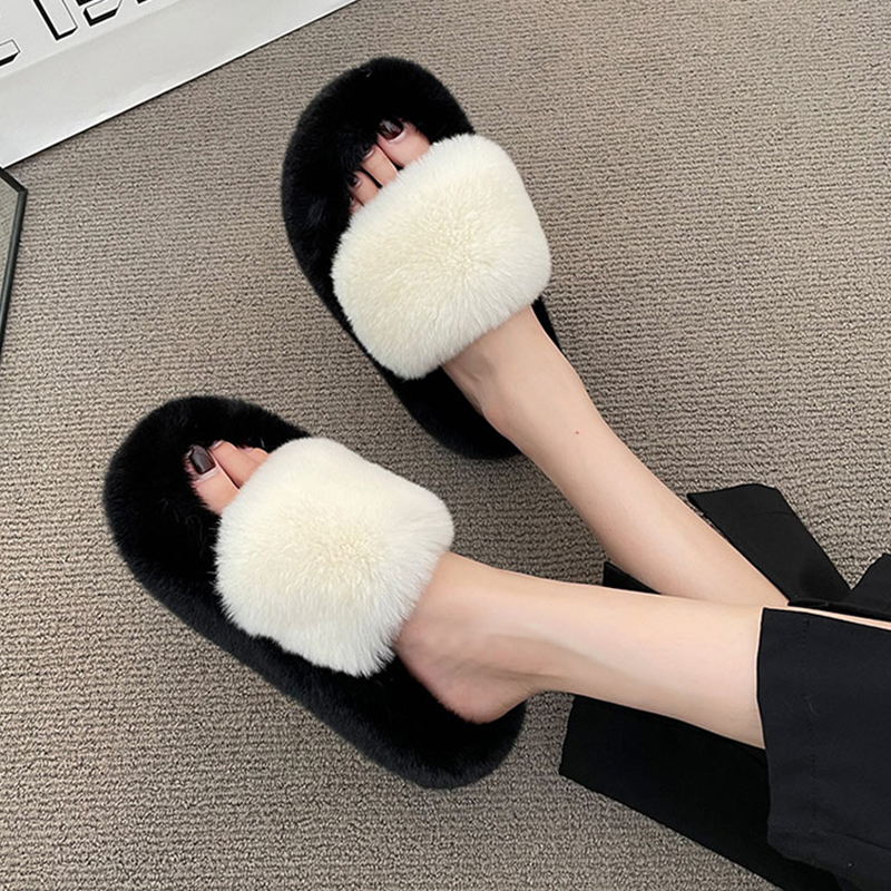 超火厚底毛毛拖鞋女外穿2025新款秋冬网红绒绒棉拖室内居家棉鞋子 - 图2