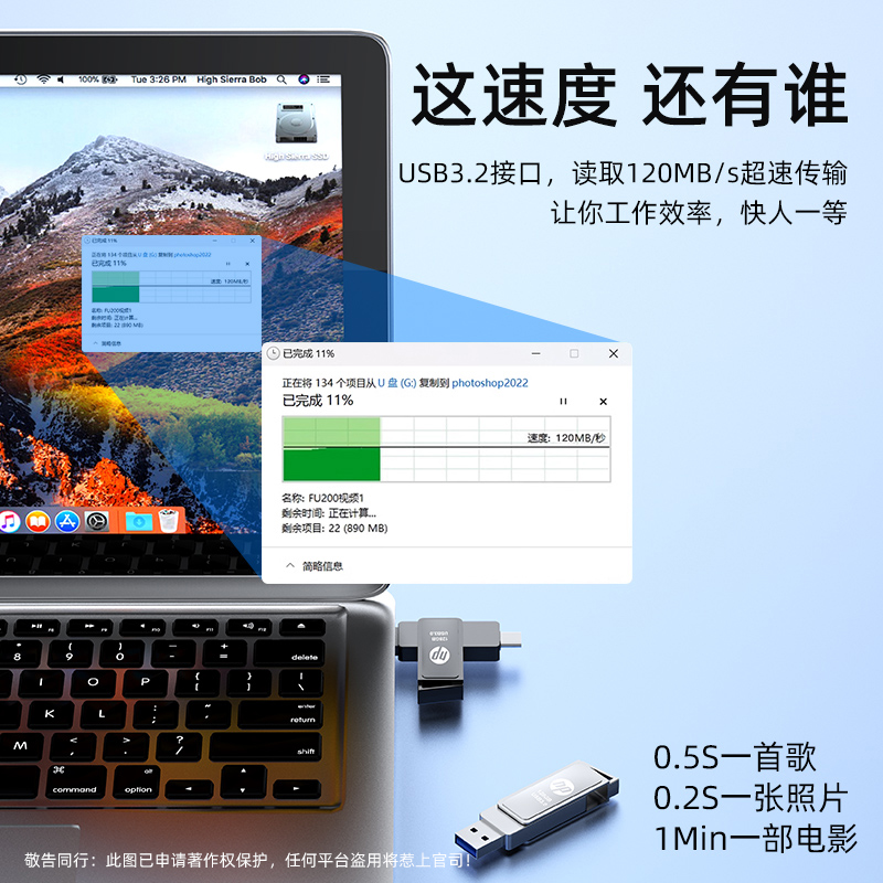 手机双接口适用华为电脑USB3.2高速多设备128G大容量优盘typecu盘 - 图2