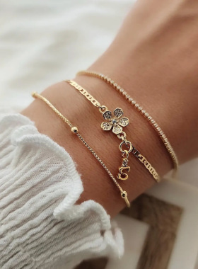 欧美创意设计手饰法式复古微镶花朵手链时尚气质饰品手链高级