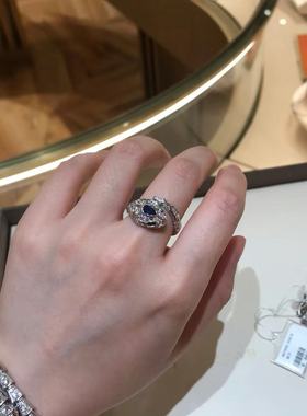 全新高定品质18k金灵蛇手镯女满钻蛇头项链耳环红蓝宝石蛇形戒指