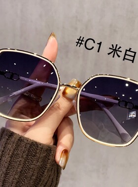 2026渐变女款复古大框偏光墨镜女茶色金属边太阳镜防晒防紫外线