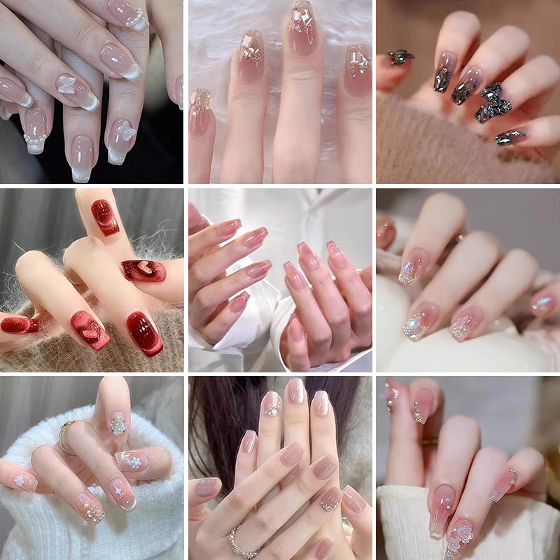 穿戴甲2024新年款高级感手工美甲贴纸猫眼小众显白短款假指甲贴片