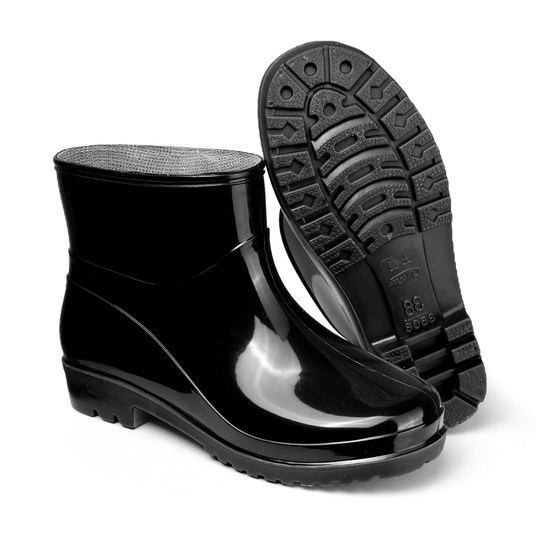 中帮雨鞋女防水防滑女款加棉保暖中筒靴水鞋胶鞋雨靴厨房黑色加绒