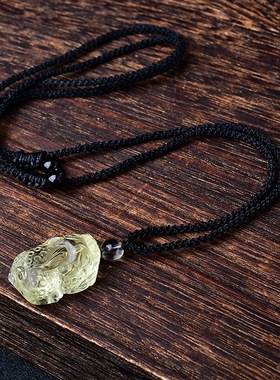 天然黄水晶金蟾貔貅吊坠男女款