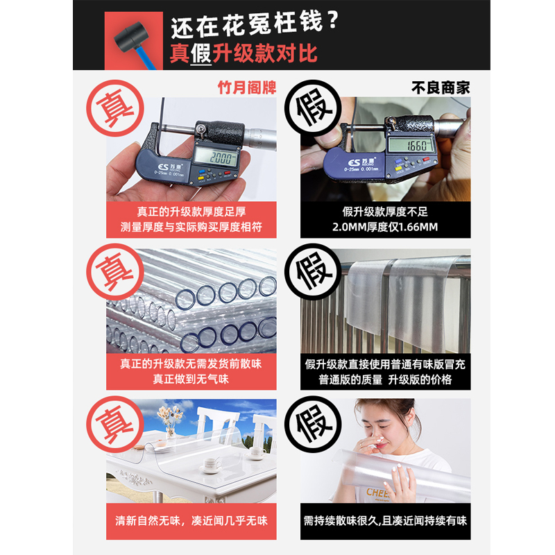 天天特卖工厂店桌面软玻璃PVC桌布防水防烫防油免洗塑料透明餐桌垫茶几厚水晶板1