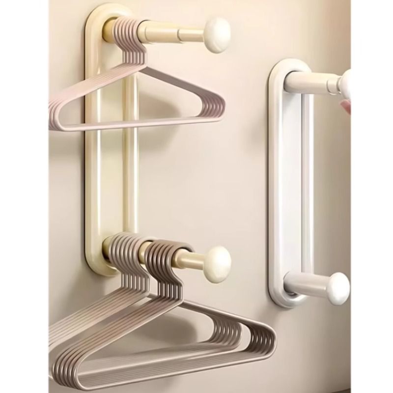 衣架收纳神器阳台放挂衣架墙上壁挂挂杆整理架晾衣架置物架伸缩 - 图3