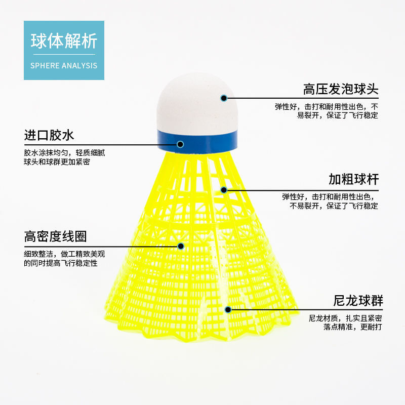 羽毛球12只装6个装耐打稳定羽毛球白色室内外学习训练用球-图0