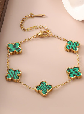 钛钢四叶草手链女不掉色手链套装系列小众轻奢饰品时尚高级感ins