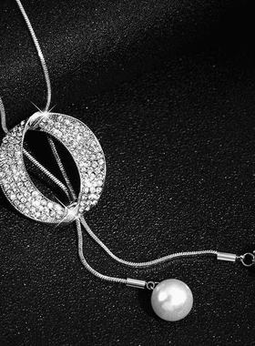 气质连衣裙毛衣链女加长版闪钻项链网红百搭简约流苏夏季时尚配饰