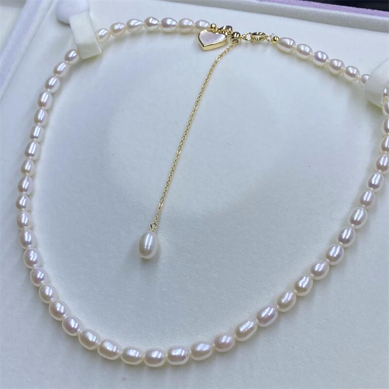 诸暨淡水珍珠项链心形白母贝复古Y字链尾部可调节5-6mm项链choker - 图0