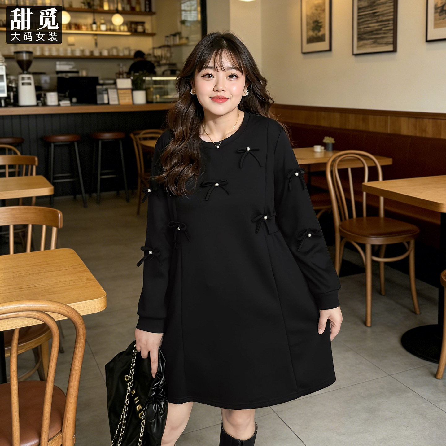 甜觅特大码女装2026春装胖mm300斤重工钉珠蝴蝶结休闲宽松连衣裙,淘宝优惠券,粉丝福利购,淘宝优惠卷