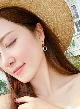 玫瑰金色罗马数字耳环女气质简约时尚耳饰高级感轻奢耳坠耳扣