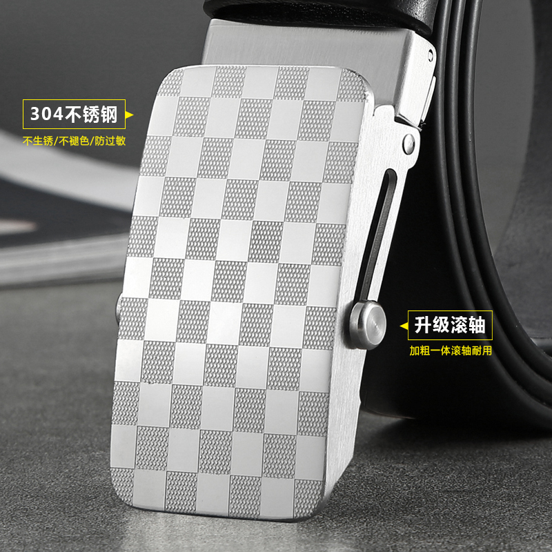 不锈钢滚轴男真皮无孔滚条 骏舵服饰腰带/皮带/腰链