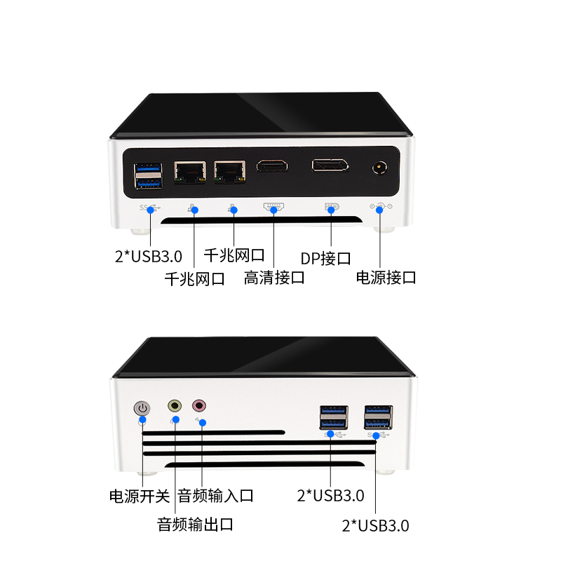 迷你电脑主机高配双网口商务办公家用影音DP/HDMI高清低功耗酷睿11代i5 1135G7/i7 1165G7微型mini小型台式机
