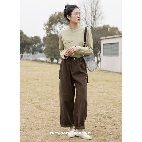 DOROTHY自制丨2021春秋新款反缝设计长袖T恤衣女宽松圆领上衣打底 - 图0
