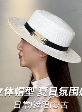 韩版时尚气质平顶礼帽女