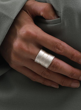 小众手工宽面绷带开口可调戒指