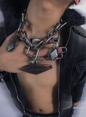 手工缠绕重工朋克大菱形项链