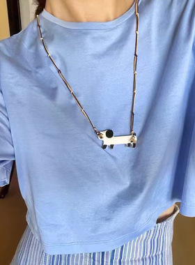 童趣长款小狗毛衣链小众设计感