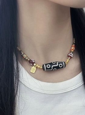 手工编织藏式编绳锁骨链玛瑙项链