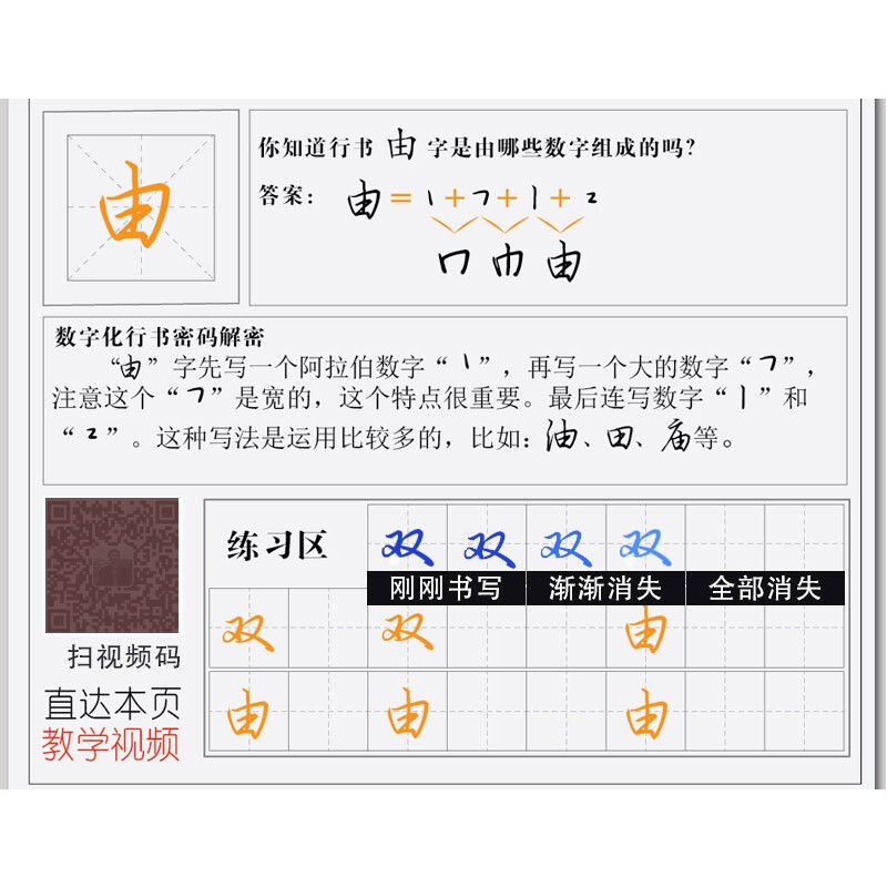 叶法志行书速成公式数字化行书密码笔画练字法速成公式成人凹槽贴