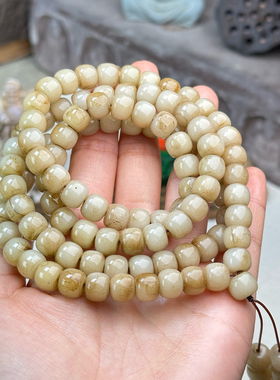 天然驼骨手串手链保真骆驼骨老型桶珠未脱脂瓷白血丝男女款佛珠念