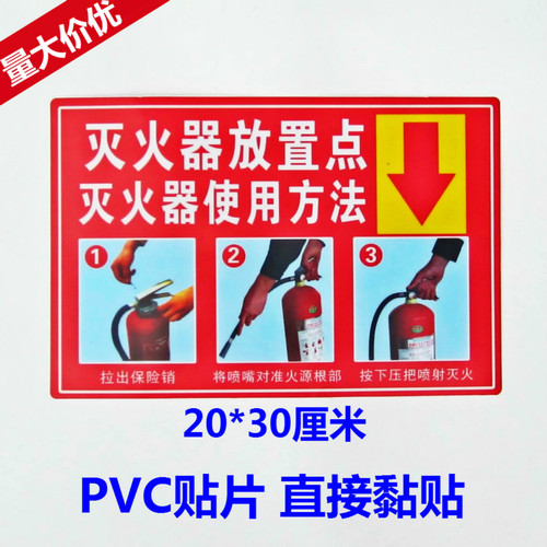 灭火器放置点使用方法说明国标验厂安全检查标识牌PVC贴纸牌有票 - 图2