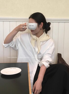 奶白色百搭纯羊毛针织三角巾披肩