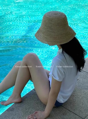 韩系拉菲草渔夫帽度假海边遮阳帽