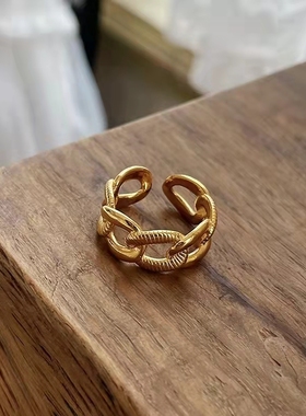 little joys沸腾熔岩开口戒指麻花开口戒指小众ins法式复古风戒饰