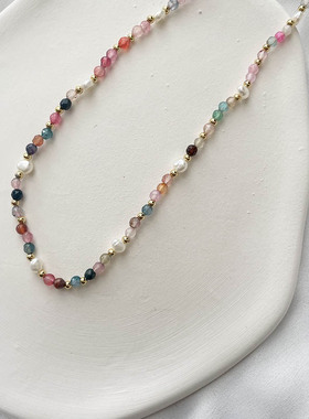 little joys彩色碧玺细项链女小众ins简约个性简约锁骨链闺蜜夏天