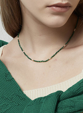 Little joys「奥维尔的绿色麦田」绿色天然石项链小众简约秀气