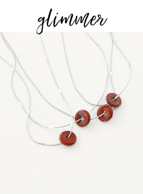 钛钢红色石头法式优雅项链