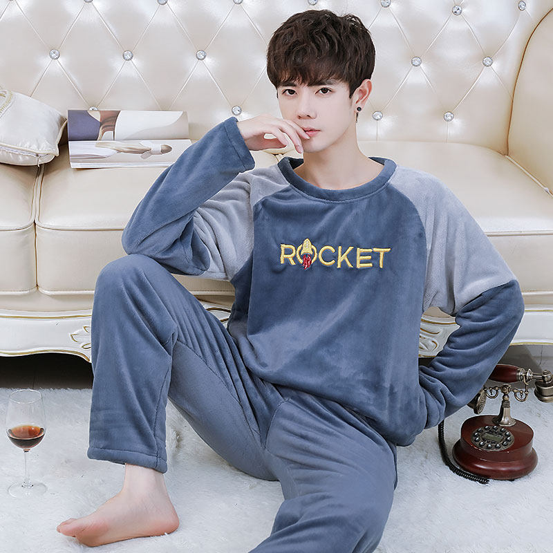 男士秋冬季法兰绒青少年卡通睡衣 慕尚姿睡衣/家居服套装
