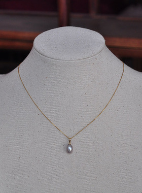 水滴形珍珠吊坠美国包金生辰石