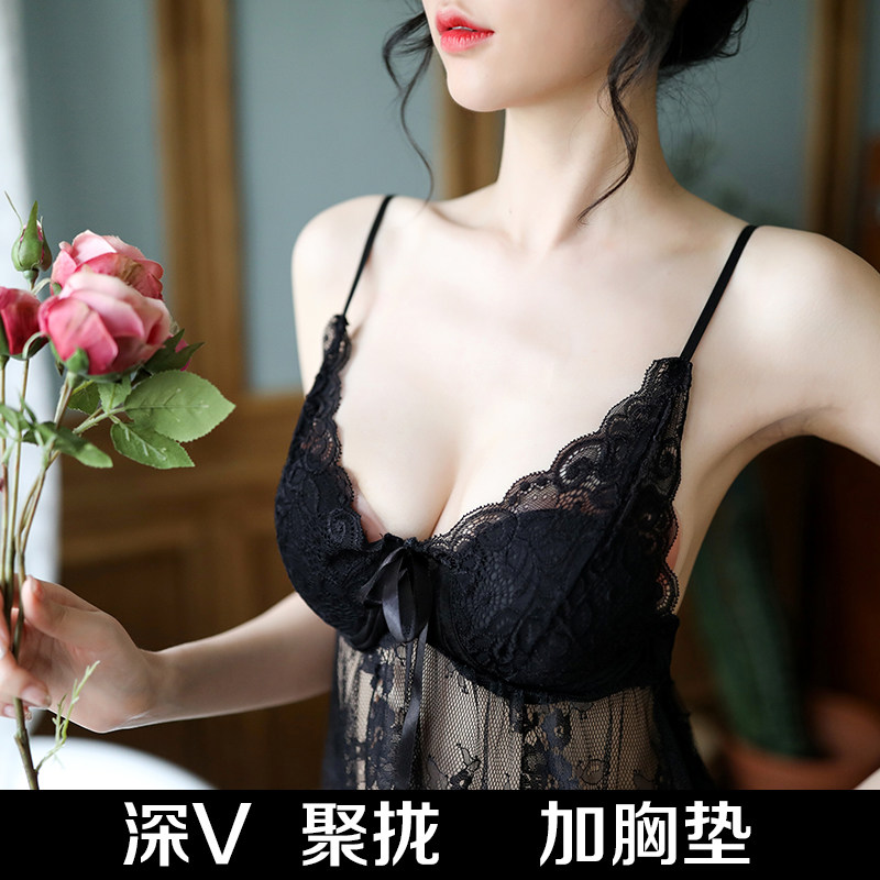 小胸平胸聚拢性感激情透明带女睡裙 禾丫丽睡裙