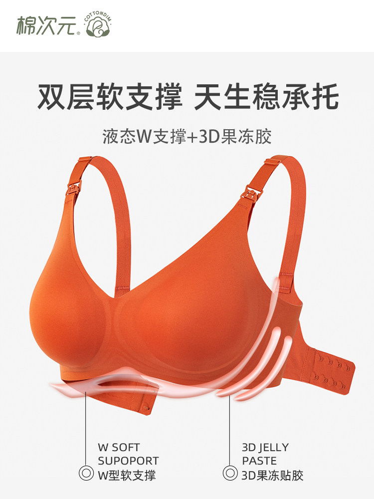 棉次元孕妇孕期怀孕期聚拢喂奶胸罩 棉次元哺乳文胸