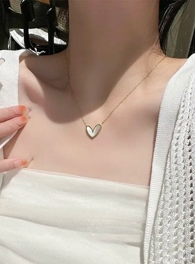 日韩ins风爱心贝母项链锁骨链