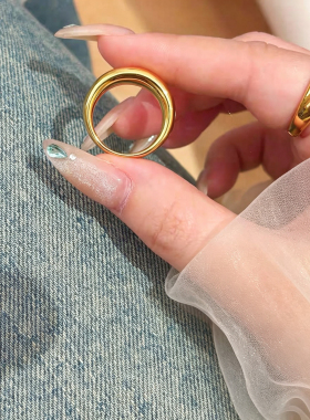亮面沙金泥鳅背面包戒指女送礼
