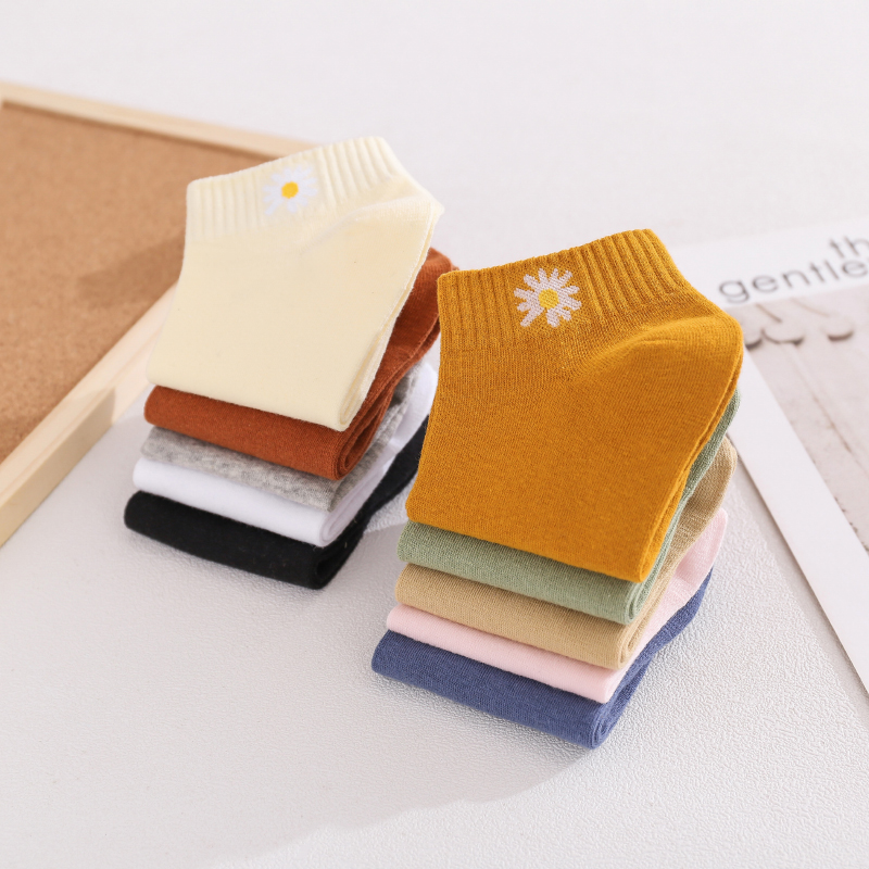 筒浅口纯色春秋冬夏季小雏菊女短袜 恒素内衣短袜/打底袜/丝袜/美腿袜