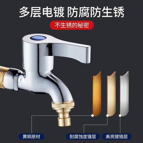 新款直销洗衣机水龙头304不锈钢一进二出双控双开加长接头单冷快 - 图3